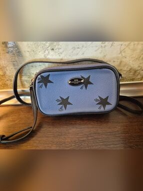 Coach Y2K Periwinkle Blue Star Print Double Zip Crossbody Bag